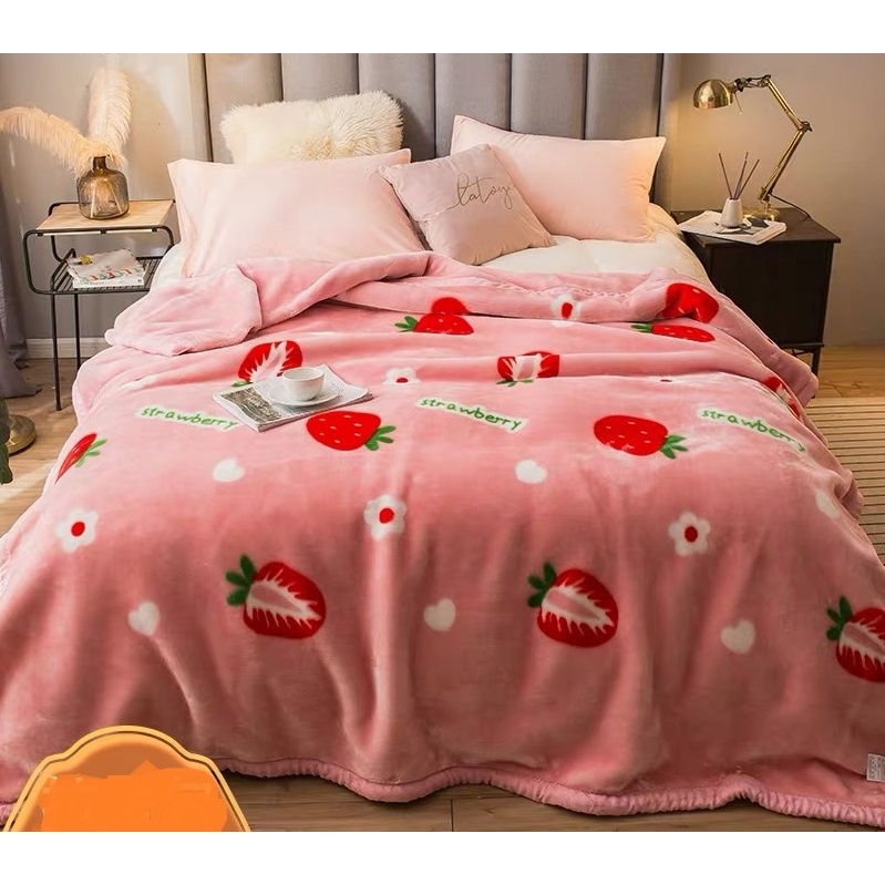 Selimut Dewasa Tebal Motif Strawberry Single Size Uk 150x200 cm