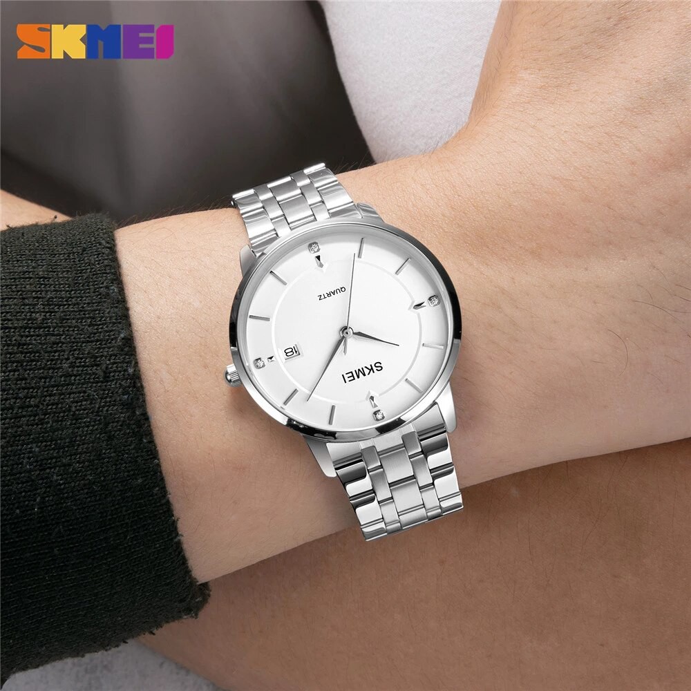 SKMEI 1801 Jam Tangan Pria Wanita Analog Model Classic Tali Stainless Steel WATCHKITE WKOS