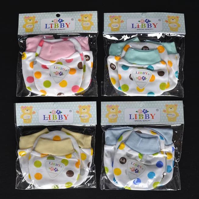 e0uz libby 4 set sarung tangan & kaos kaki rib bayi/baby polkadot (0-3m) xebj