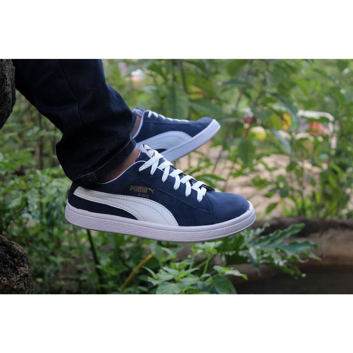 Dijual (free kaos kaki) Sepatu Original Puma suede navy lis putih - 38 Berkualitas