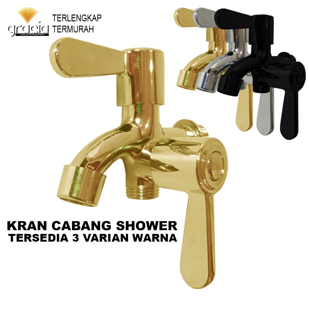 Kran Cabang / Double 1/2 inch Stainless Gold / Black Kran Air Shower Kamar Mandi