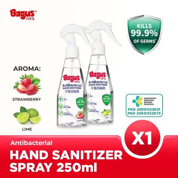 Bagus Antibacterial Spray Hand Sanitizer Food Grade 70% 250ml Vit E