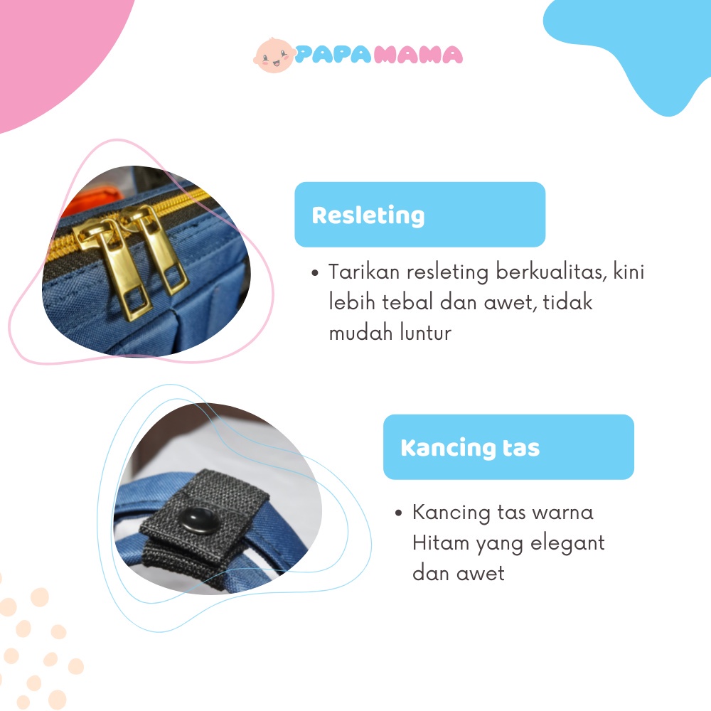 Papamama Diaper Bag Ransel 1003, 1006, 1009 - Tas Popok Bayi Ransel - Tas Ransel Popok Bayi