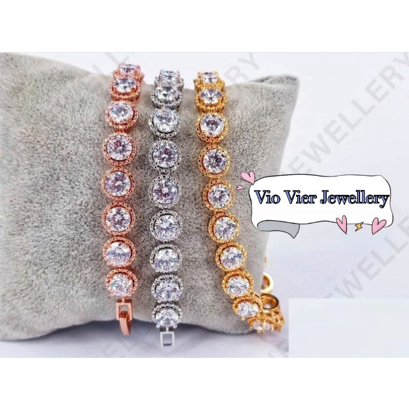 Gelang Rantai (Vier) Replika berlian Lapis Emas /Zircon