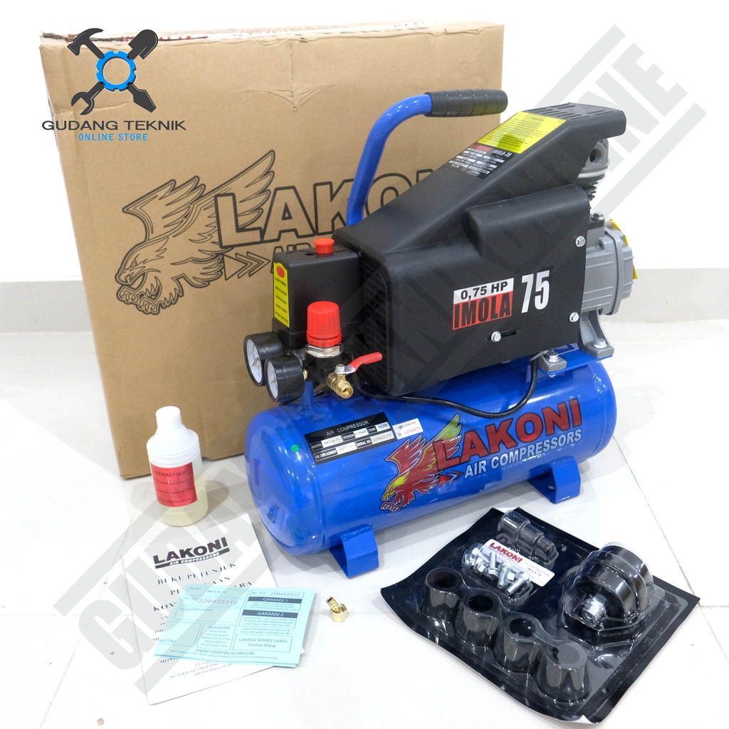 Kompresor Angin 0.75HP LAKONI IMOLA 75 / Air Compressor 3/4Hp 10L 75 - Compressor Portabel LAKONI