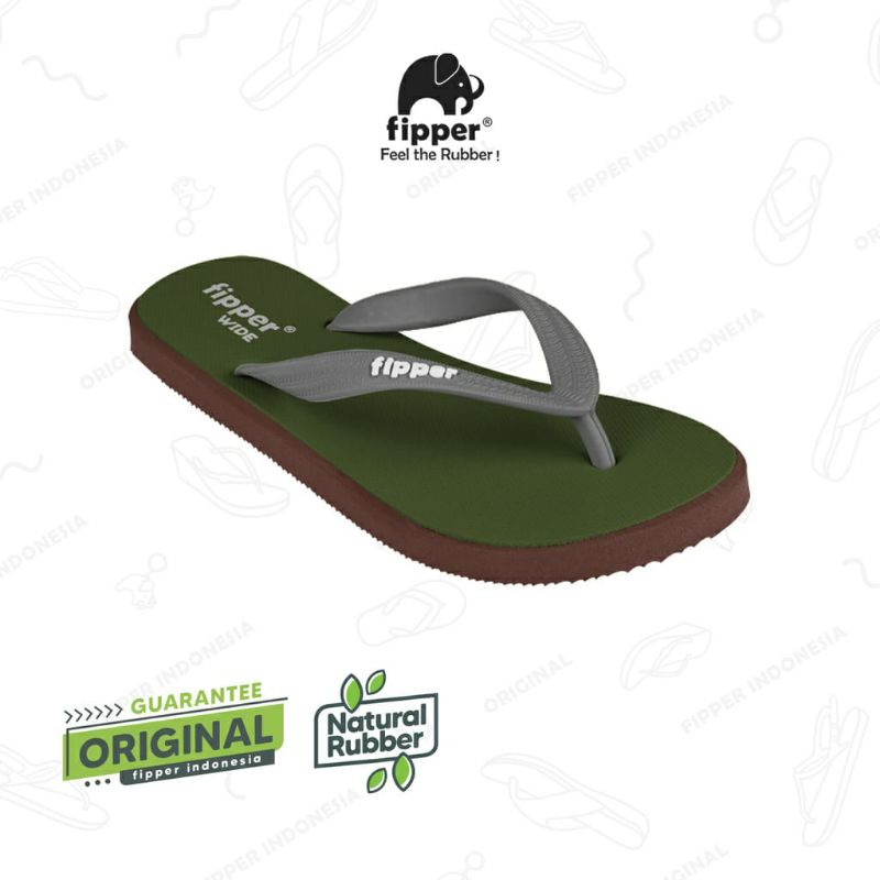 Fipper Wide Green Army/ Brown Havana / Grey