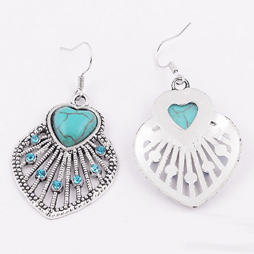 Hu Hu Hu Hu Hu Alat Bantu Pasang Kacamata♡ Anting Kait Gantung Desain Daun Hollow Hias Turquoise Gaya Bohemian Untuk Wanita