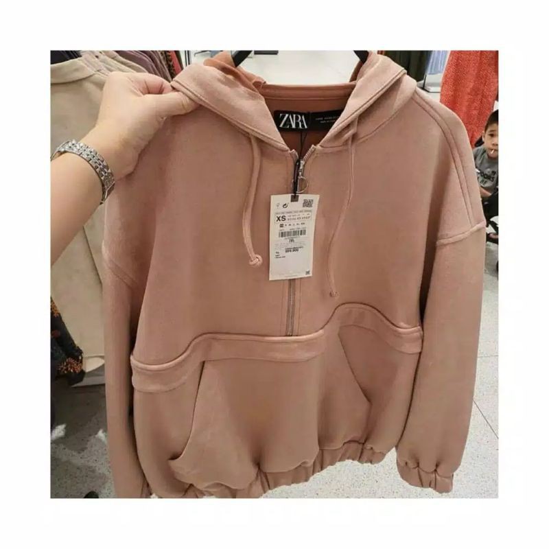 ZAIRA ZARA SWEATER HOODIE ZIPPER BAHAN TEBAL