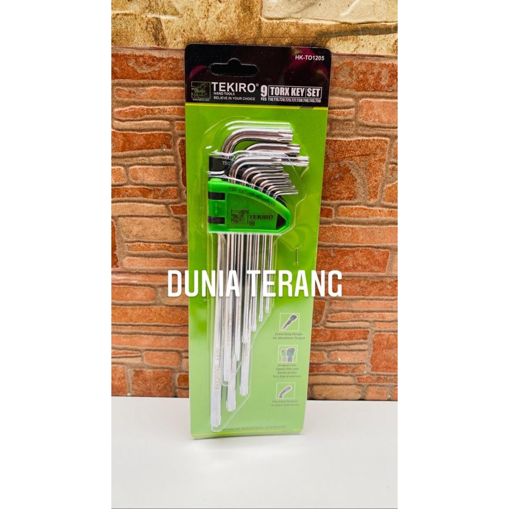 TEKIRO Kunci L Bintang Set 9pcs Panjang TANPA LOBANG Torx Key - HK - TO1205