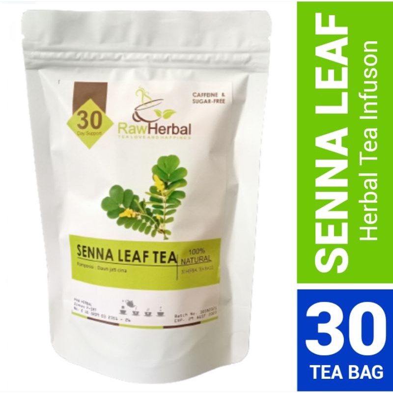 RAW TISANE Senna Leaf Tea : Senna Alexan Drina / Teh Celup Daun Jati Cina Isi 30 Tea Bag