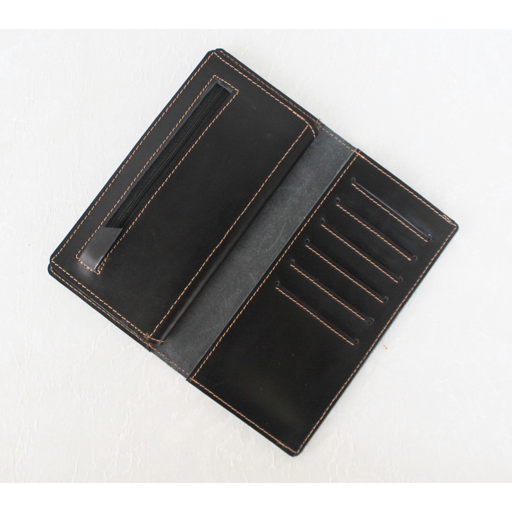 Dompet Kulit Pria Panjang Branded Original Keren Bahan 100% Kulit Sapi Asli Warna Hitam Coklat Tua Dan Tan