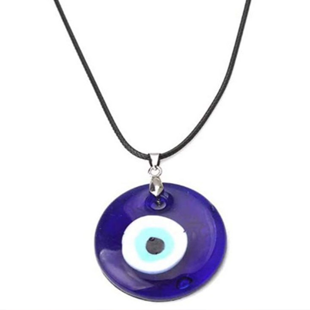 Kalung Liontin Manik-Manik Mata Iblis Warna Biru Gaya Turki Diameter 3cm