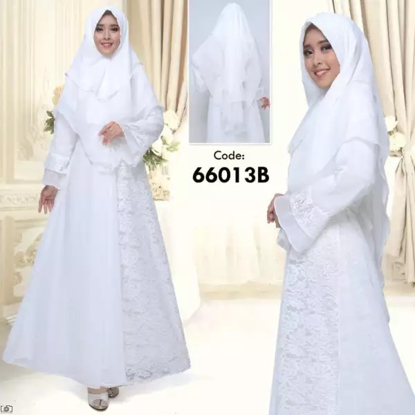 Gamis syar'i set kerudung / gamis putih gamis muslim