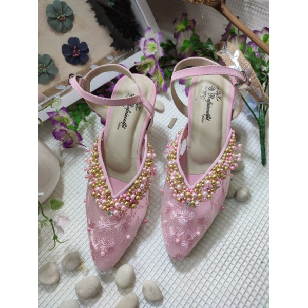 sepatu rafaizoutfit Mitha pink tali tinggi 7cm lancip