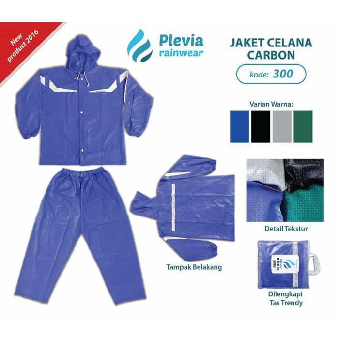 Jas Hujan Jaket Celana CARBON 300 PLEVIA - Jas Hujan Setelan