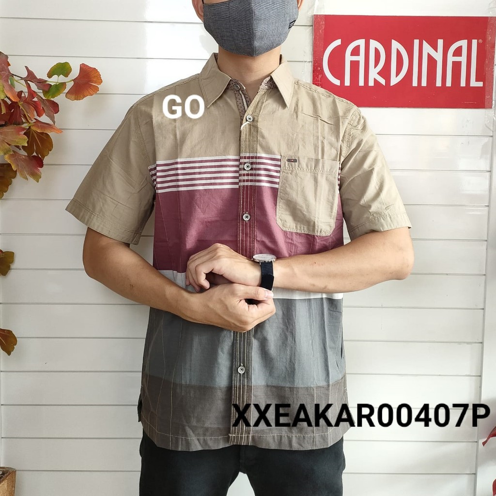 gof M CARDINAL KEMEJA CASUAL Pakaian Atasan Pria Kemeja Reguler Hem Casual Santai Lengan Pendek