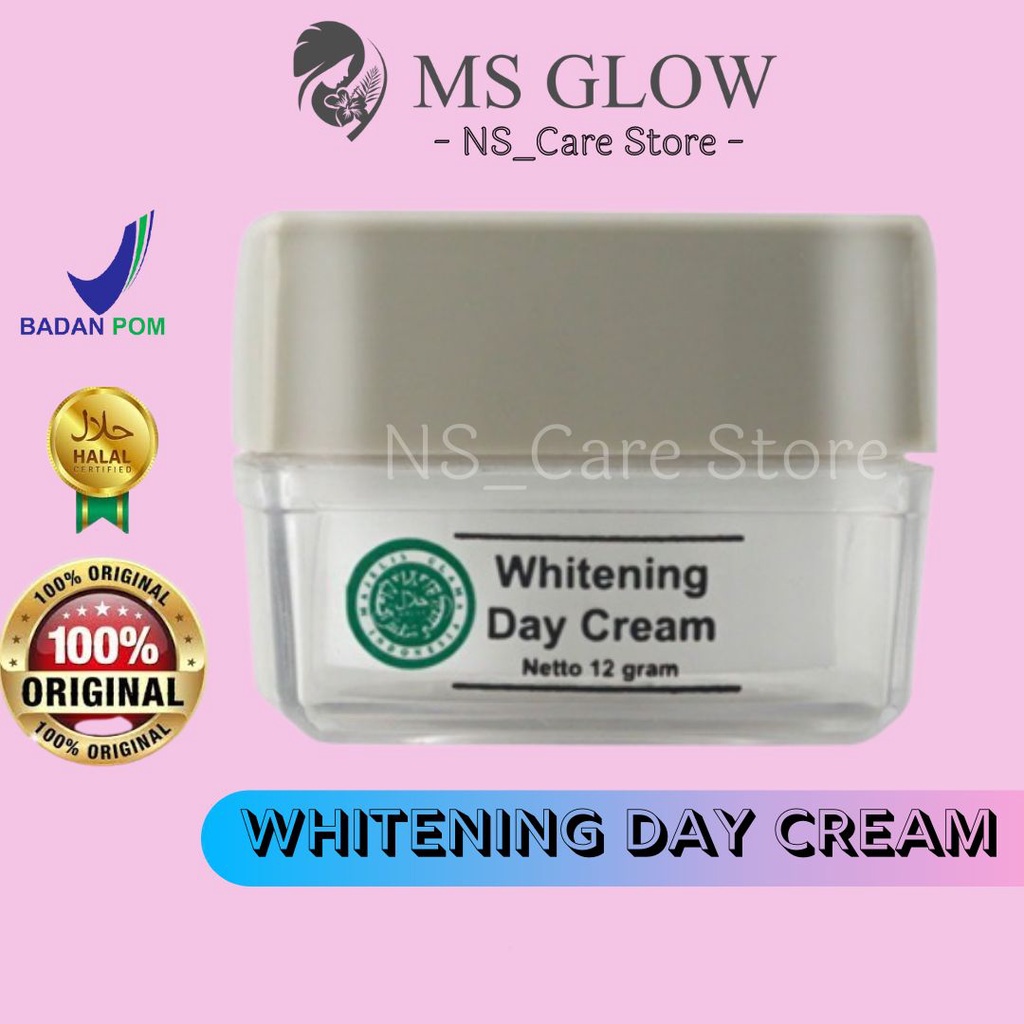 MS Glow Whitening Day Cream Original Krim Untuk Perawatan Memutihkan Kulit Wajah Muka Wanita Remaja 