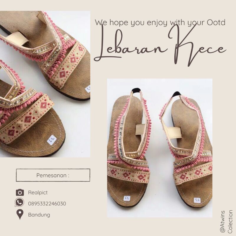 Sandal Boho Unik Lucu/Sandal Lebaran/Sandal Kekinian