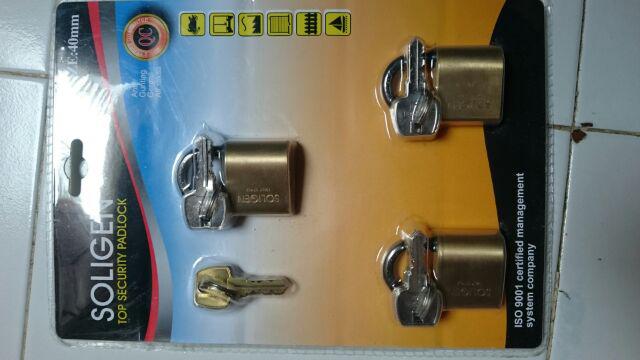 Gembok Soligen Masterkey Baja Hitam 40 Mm X 3 Pcs