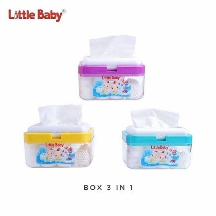 LITTLE BABY 3 in 1 Box Tempat Kapas Cotton Buds dan Tissue Container