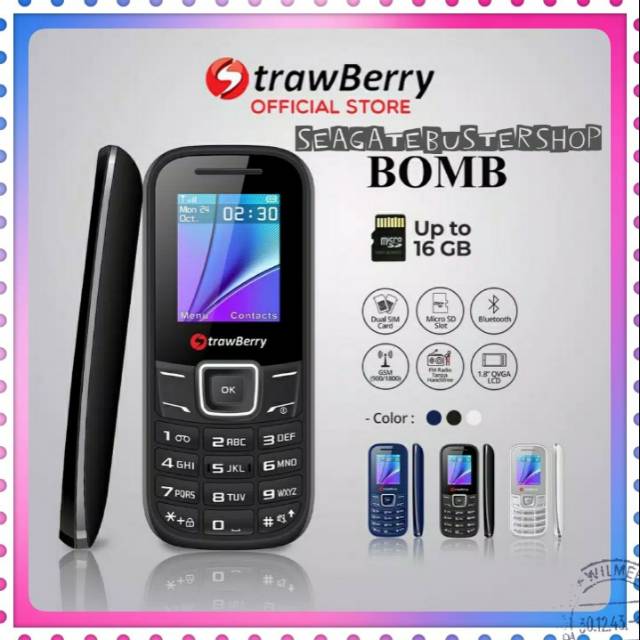 Hp Strawberry Handphone Candybar [ Dual SIM - MP3 - FM RADIO - BLUETOOTH ] MURAH