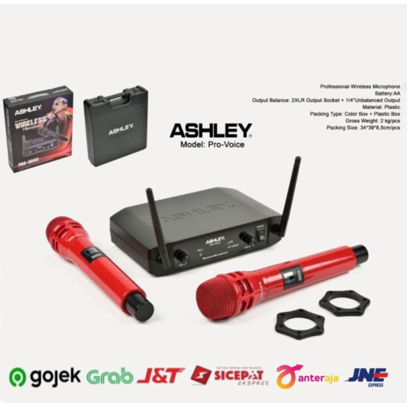Mic Wireless Ashley Pro Voice Microphone Karaoke Original
