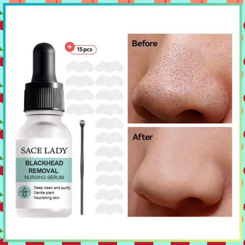 SACE LADY Korean Blackhead Removal Nursing Serum 100% Organic Serum Pencabut Komedo Hidung Bahan Organik Set Original Bukan Breylee