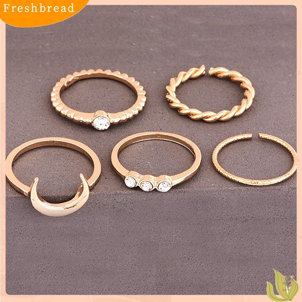 [Fresh] 5Pcs / Set Cincin Buku Jari Aneka Bentuk Gaya Vintage Bohemia Adjustable untuk Wanita