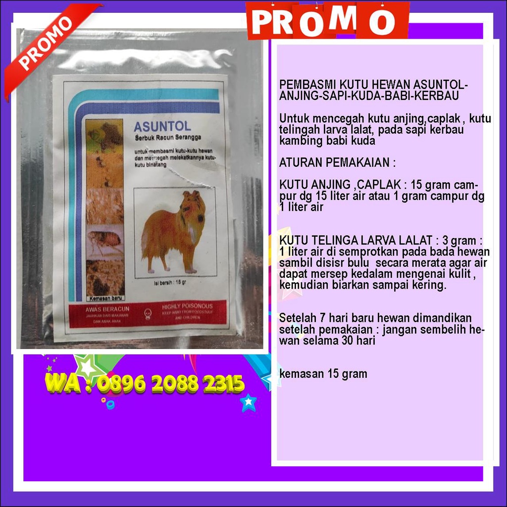 PEMBASMI KUTU HEWAN ASUNTOL-ANJING-SAPI-KUDA-BABI-KERBAU PROMO OBAT KUTU HEWAN OBAT KUTU AMPUH OBAT 