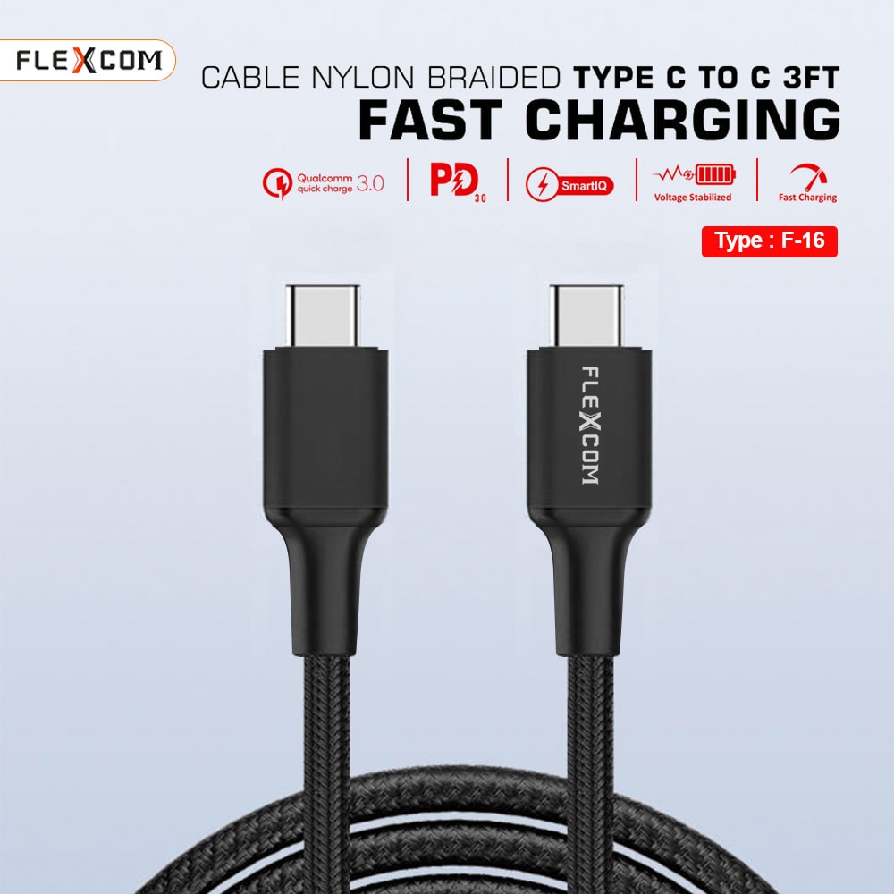 KABEL USB FLECO F-16 C To USB-C PD Fast Charging 5A and Data Transfer