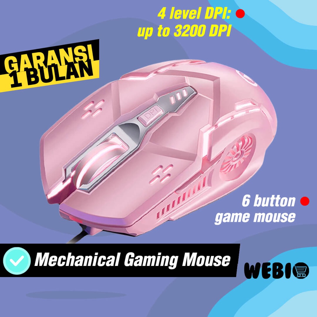 Mouse U104 Wired USB Gaming Mause With RGB LED Untuk Laptop Komputer PC Ada 2 Warna – Black &amp; Gray