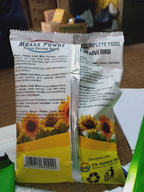 maxxx power love bird pakan burung lovebird kenari perkutut komplit madu vi