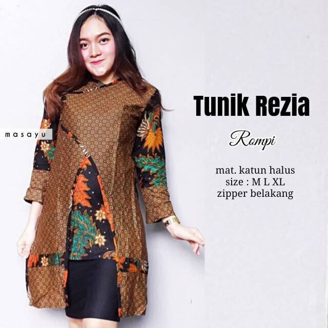 Tunik Rezia Rompi Tunic Batik Cantik Modern Murmer Tunik Batik Terbaru Seragam Kantor Formal