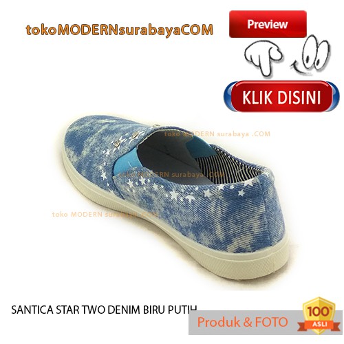 SANTICA STAR TWO DENIM BIRU PUTIH sepatu anak casual slip on