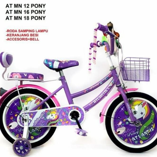 Sepeda Anak Keranjang 16" Atlantis Poni Original ( Umur 4-6 Tahun)