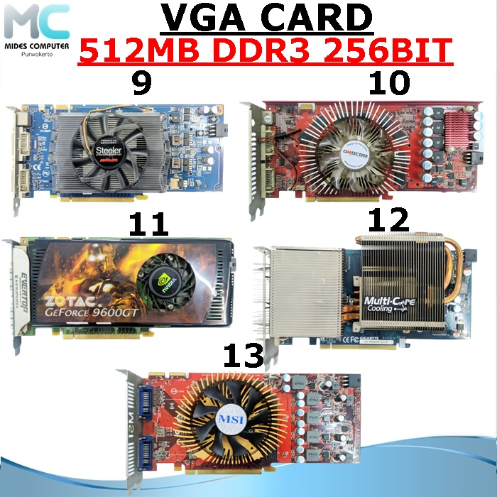 Vga Card Nvidia 512 Mb Ddr3 256 Bit Merk Campur