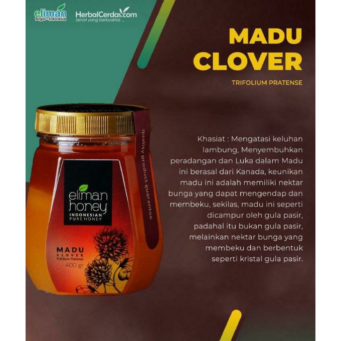 

MADU CLOVER 400GR - MADU MURNI ELIMAN 100% ASLI