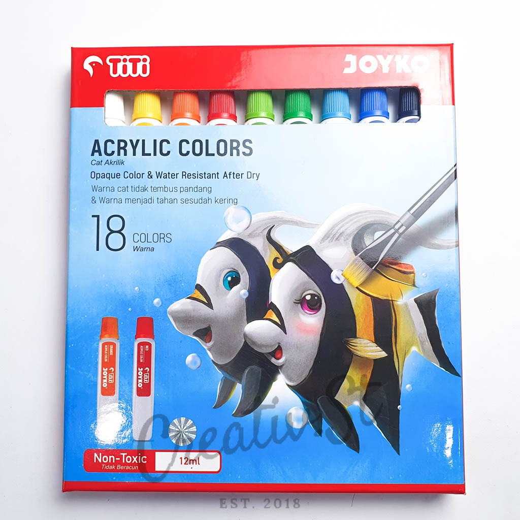 

JOYKO Cat Acrylic 18 Warna 12 Ml Set Paint Cat Lukis Akrilik
