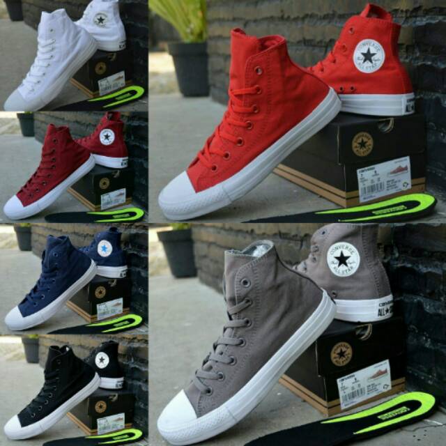 Sepatu Converse CT High Vietnam Red Chili Merah Fullwhite Hitam Navy Sneakers Pria Wanita