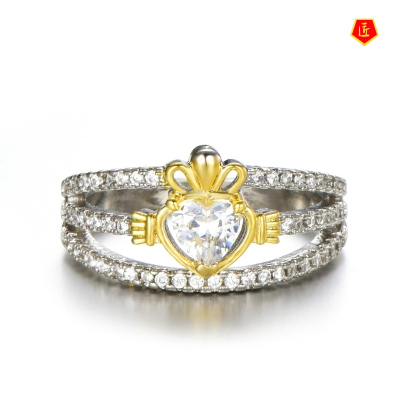 [Ready Stock]Creative Personality Crown 14K Gold Color Separation Ring