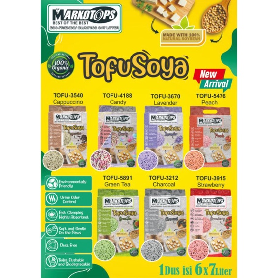 Pasir Kucing 100% Organik Gumpal Markotop Tofu Soya 7L