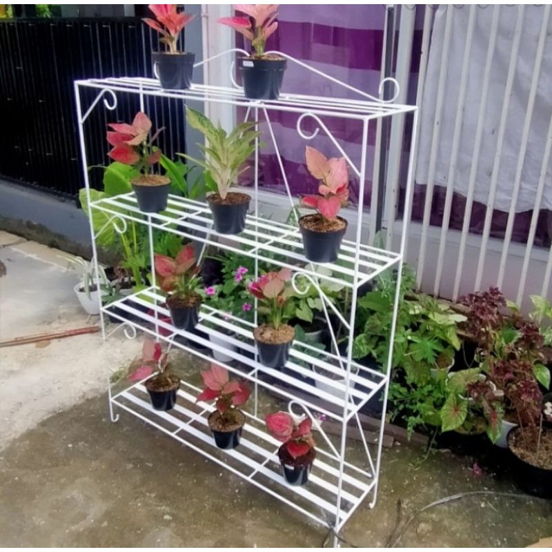 rak besi pot tamanan 4 susun