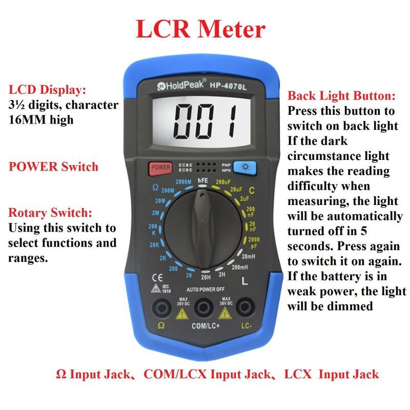 HP-4070 -HoldPeakL Digital LCR Resistance Capacitance Inductance Meter