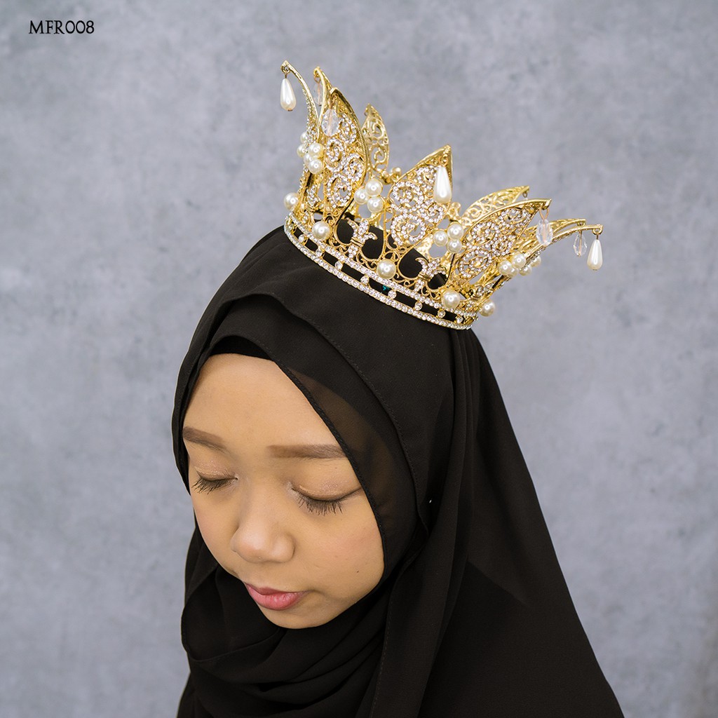 [READY STOCK] ACCESORIES HIJAB FULL CROWN PREMIUM MUTIARA GOLD MFR008