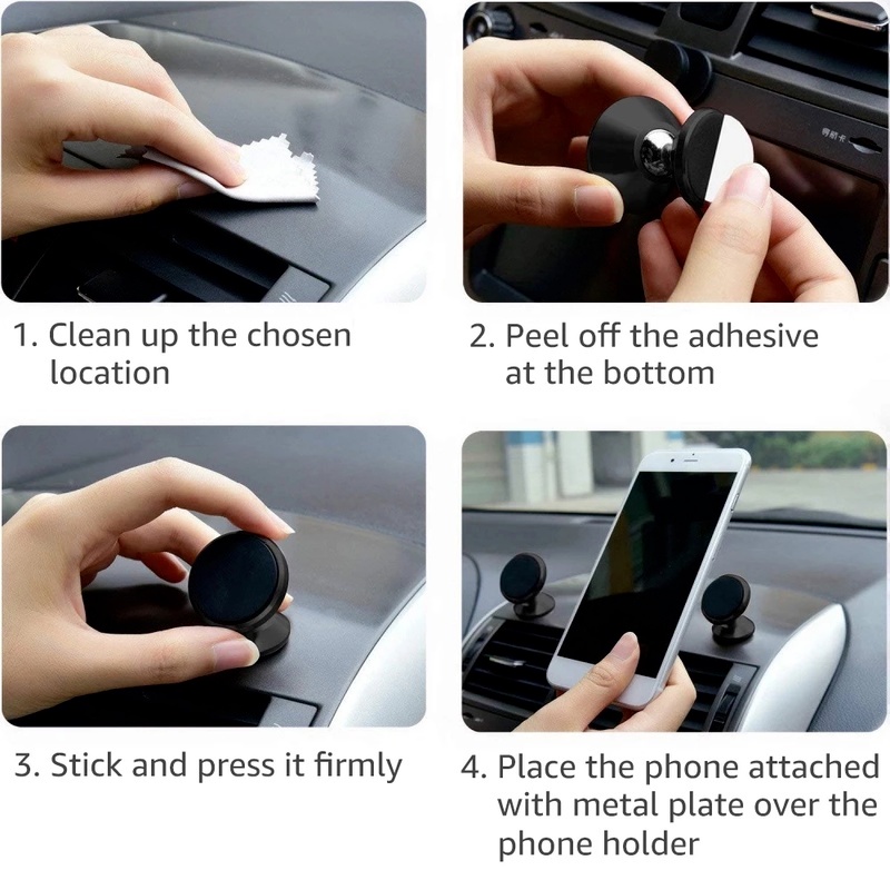 [1Pcs 360 ° rotatable Universal Car Mobile Phone Holder] [Magnetic Multifunction Dashboard Self-adhesived Mounted Phone Holder]