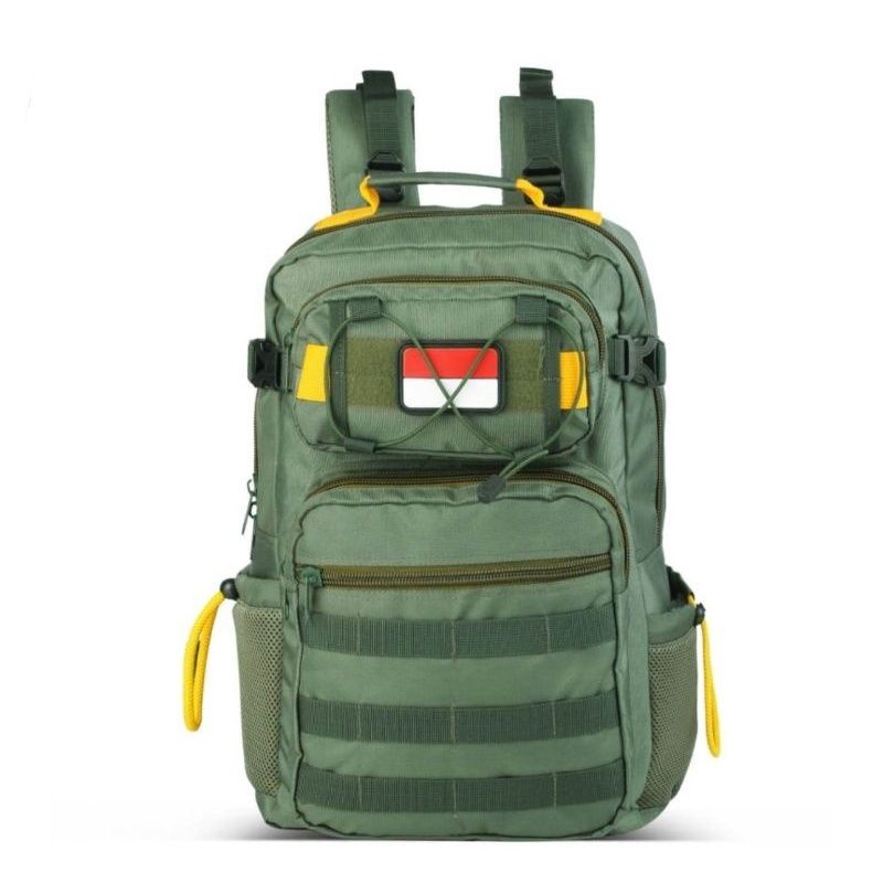 Tas ransel lebanon hijau army / tas punggung pria / tas sekolah / Hijau variasi kuning