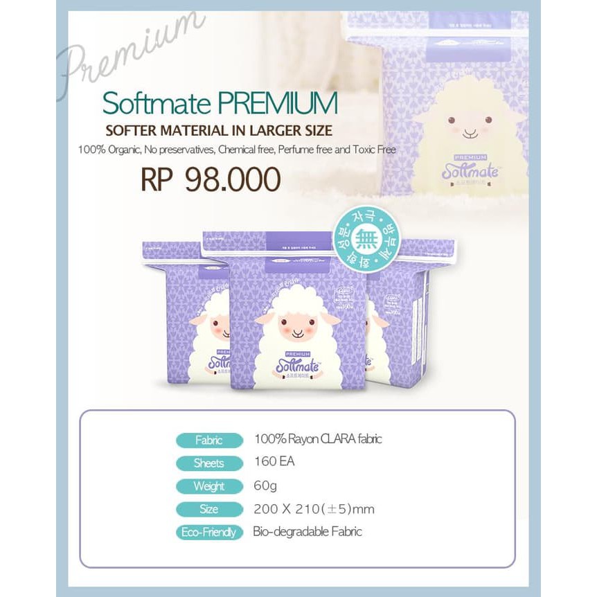 SOFTMATE Premium 160 sheets Wet / Dry Tissue Soft Mate Tisu Basah