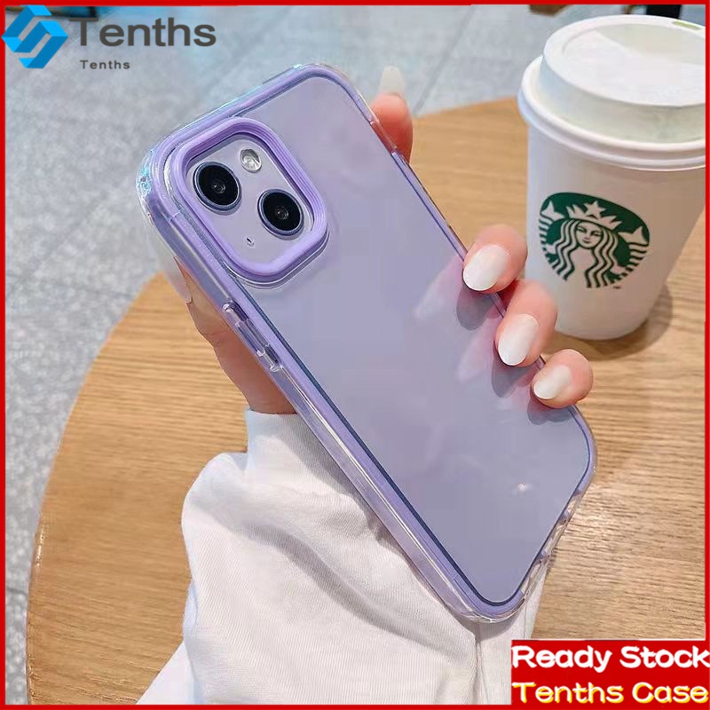 Samsung A14 A04 A04sA23 A53 A73 A13 A33A03 A03s A22 A52 A72 A32 A12 A02 A02s S20 FE A50 A50s A30s A51 A71 A20 A30 Bingkai Warna Warni 3in1 Perlindungan Lensa Casing Ponsel Soft Cover Bening
