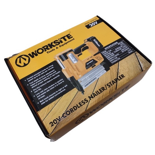 MESIN STAPLES / NAILER CORDLESS WORKSITE 20V WCNT102/GA18 Air Nailer Gun Staples Angin Pneumatic Stapler 2 Fungsi Worksite