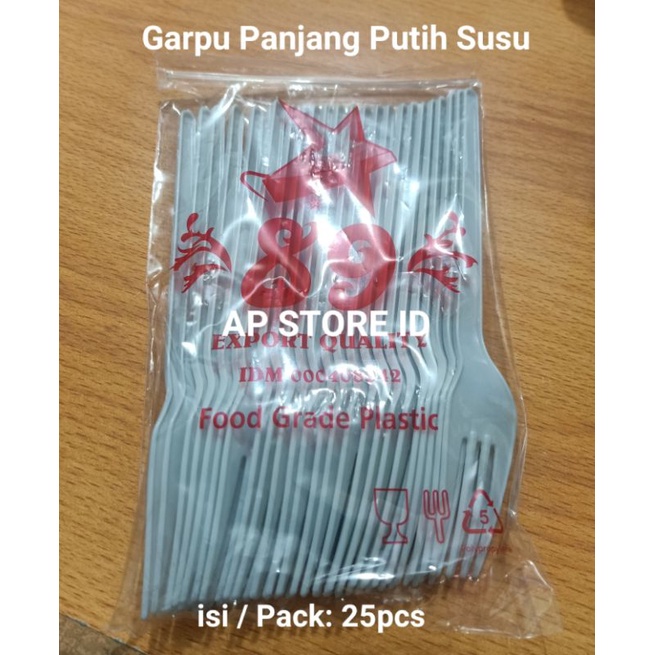 isi 25pcs Garpu panjang putih susu / Garpu makan